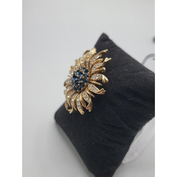 Crown Trifari Alfred Philippe Brooch Invisible Set Blue Sunburst RARE BROOCH - Picture 11 of 16